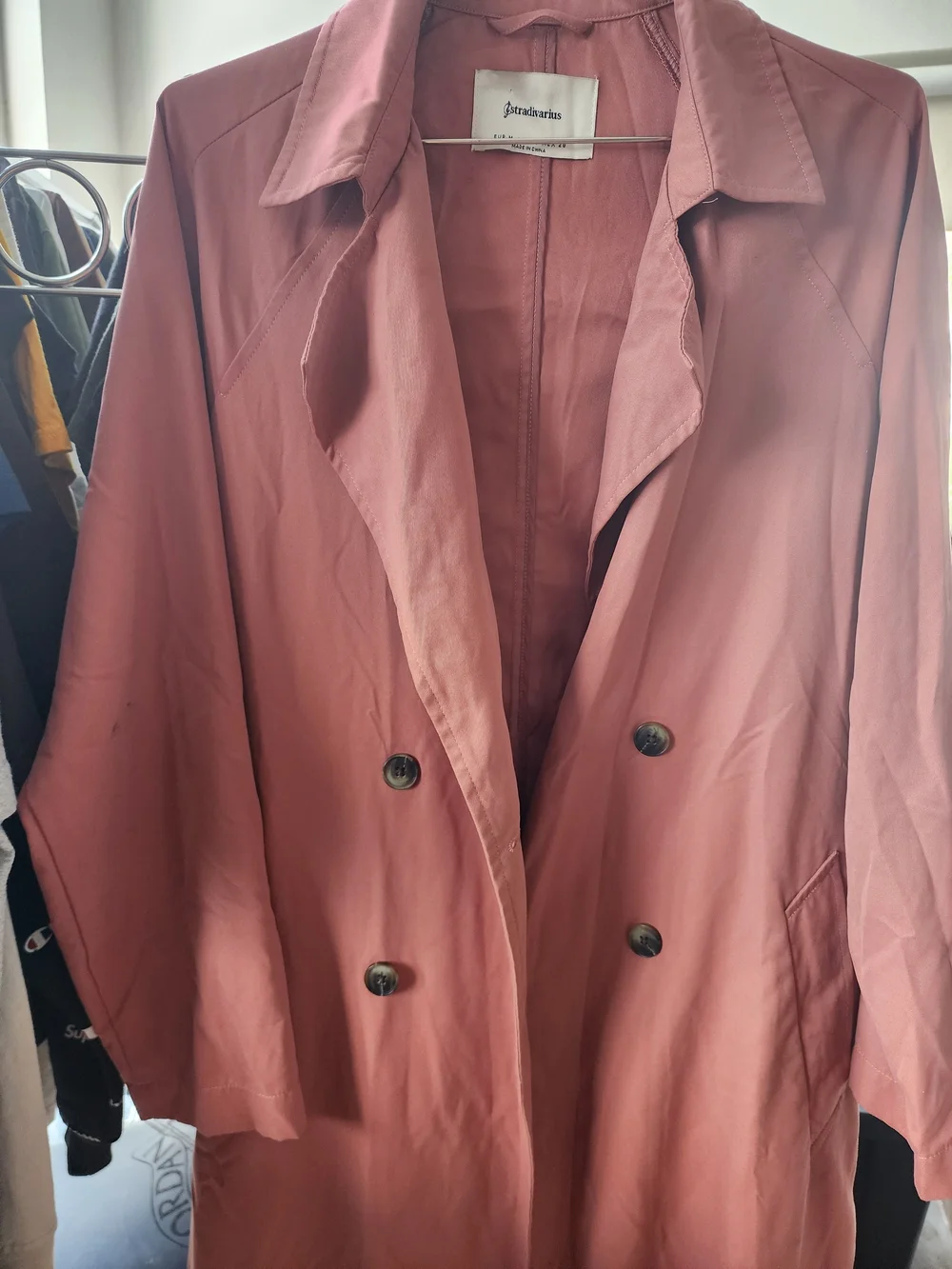 Stradivarius Women's Dusty Rose Double-Breasted Trench Coat - Picture 1 of 10